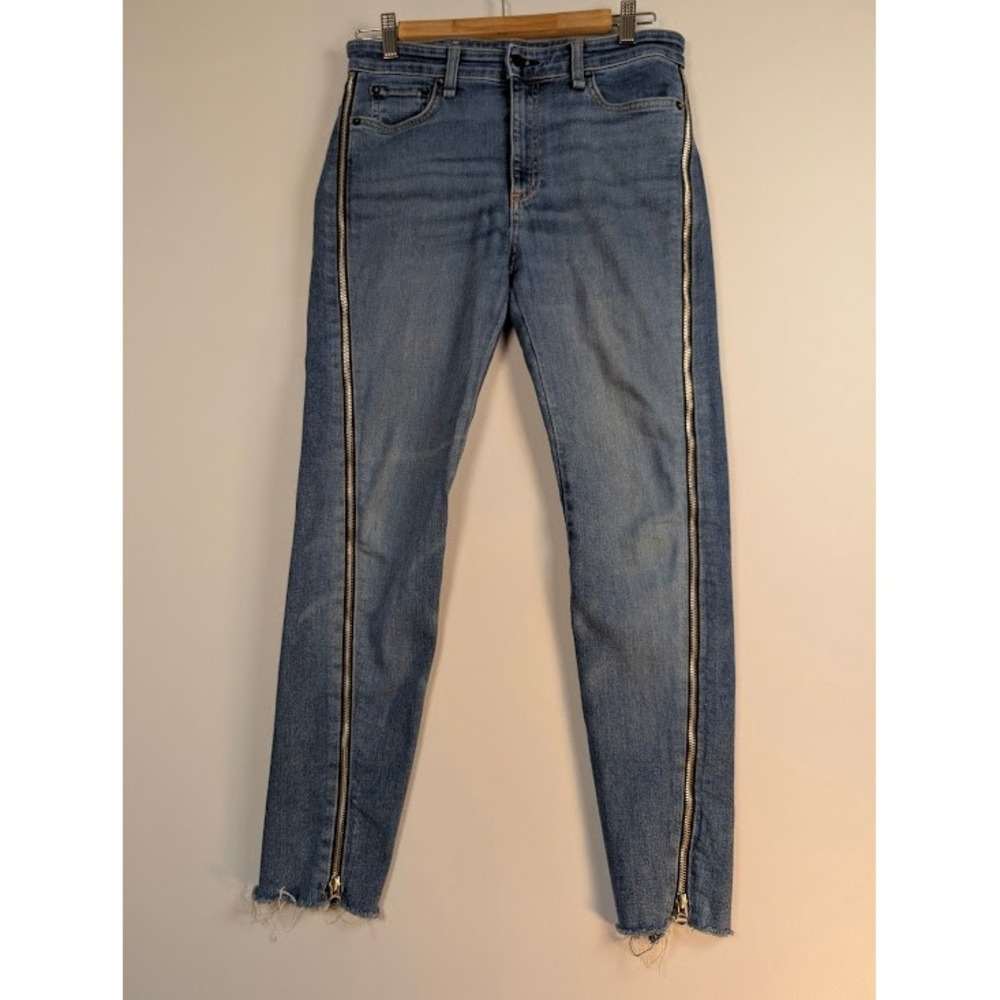 Rag & Bone Side‎ Zipper Jeans 28 (FITS 30) Nina High-Rise Skinny Raw Hem Blue